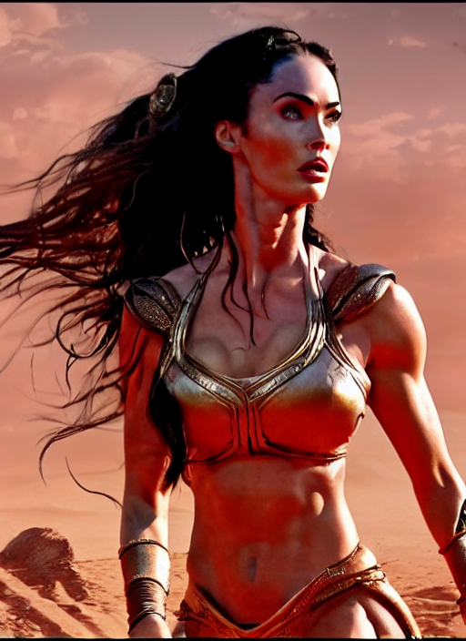 A Movie Still Of A Genetic Mix Of Megan Fox And Gal Godot As...