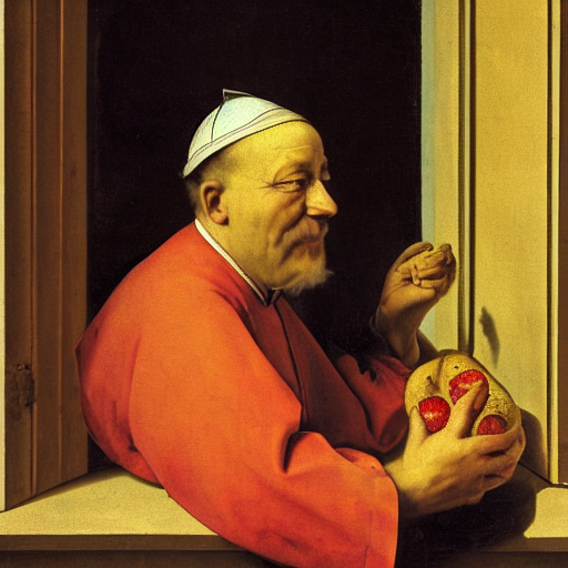 A Flemish, Cardinal Man Sitting At A Window Looking Out At H...