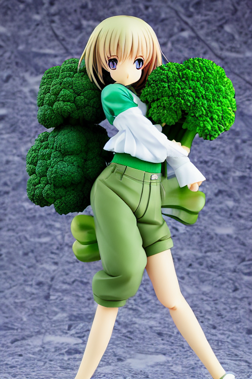 Complete Figure Of Broccoli Wearing A Comfy Blouse, Personif...