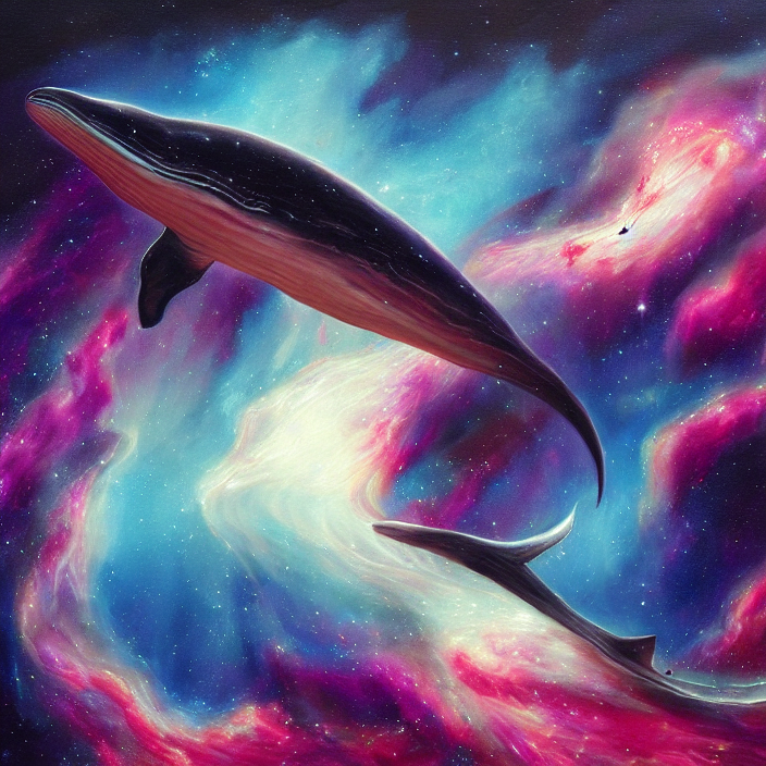 A Painting Of The Cosmic Nebula Whale By Artgerm, Dark Fanta...