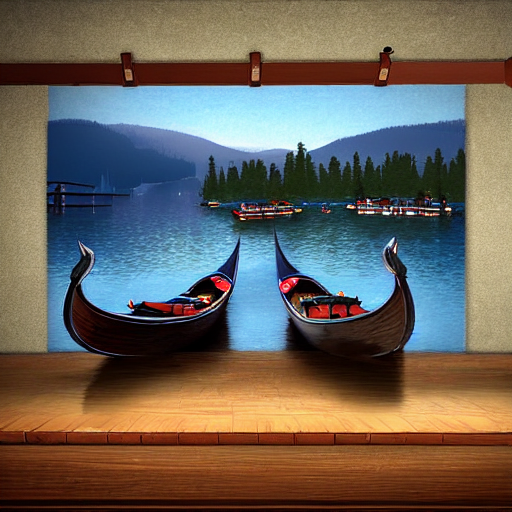 Gondola Boats On A Lake Tahoe With Low Water Level And A Rom...