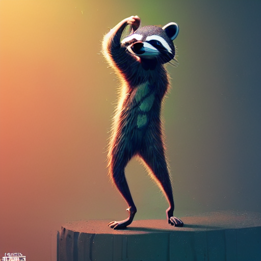 Anthropomorphic Racoon Animal, Dressed As A Rave Dancer, Par...