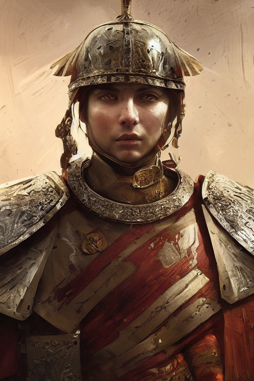 Legionary Of The Roman Empire, Close - Up Portrait, Fierce,...