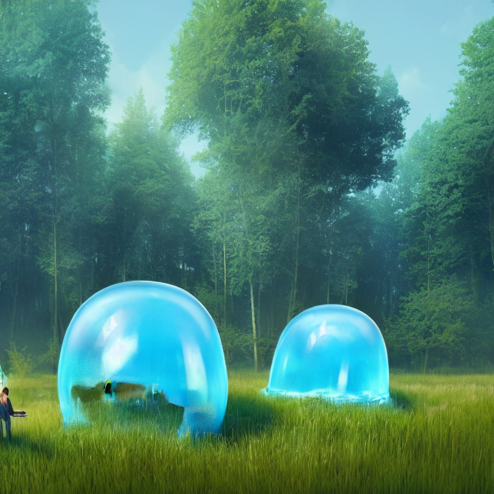 Render Of One Huge Fantasy Transparent Translucent Bluish Sl...