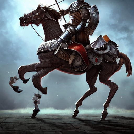 A Knight In Armor Riding A Bicycle Horse With Training Wheel...