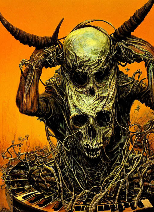 Music Dj Is A Demon, Has Face Thats Moldy Skull With Horns,...