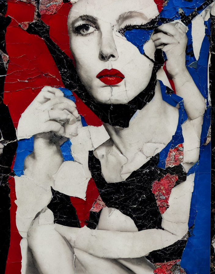 Languid Temptation. Paper Collage With Shattered Glass And M...