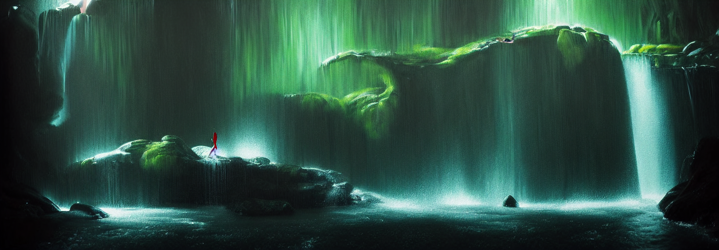 Strange Mythical Plankton Near A Waterfall Trying To Escape,...