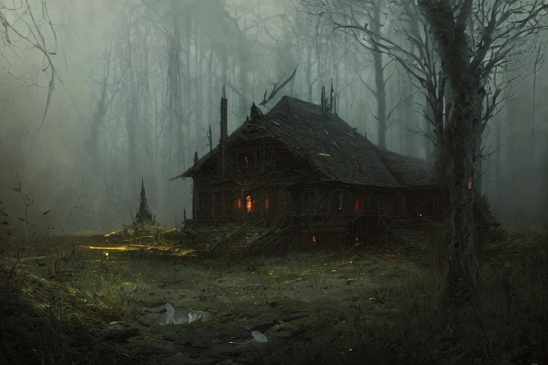 Dark House Stands In The Middle Of A Tumultuously Overgrown...