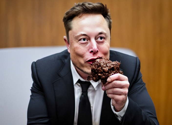 Photo Of Elon Musk Eating A Bunch Of Melted Messy Chocolate...