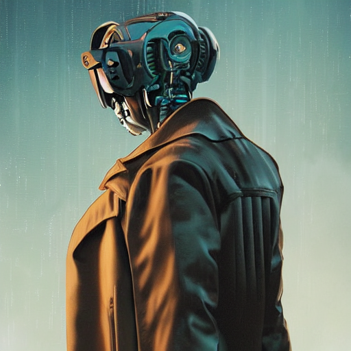 Mysterious Figure Wearing A Synthwave Punk Cyber Cybernetic...