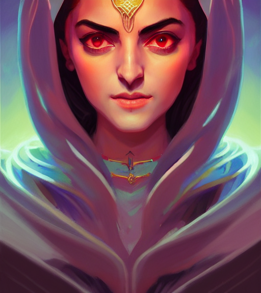 Symmetrical Centered Medium Portrait Of Maya Ali As A Sorcer...
