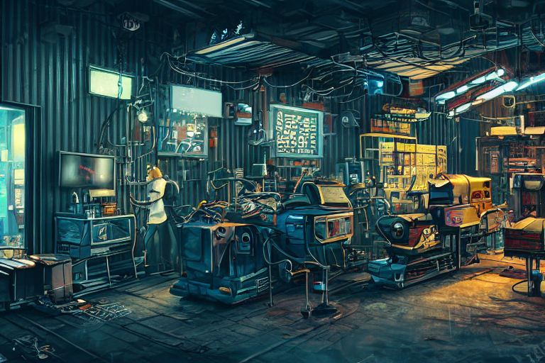 Photo Cartoon Illustration Painting Of Small Sci - Fi Machin...