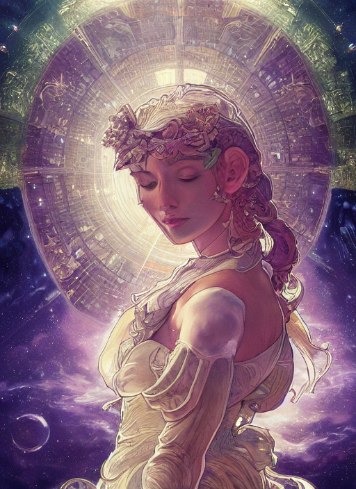 The Planet Earth By Starlight, Moon Behind It, Digital Art,...