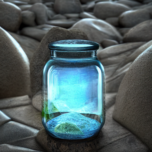 Scottish Stone Cairn Inside A Glass Jar Buried In Sand, Intr...