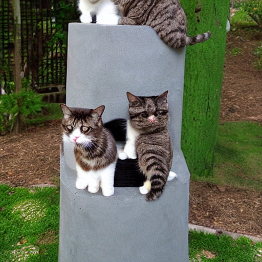 Totempole Made Out Of Out Cats