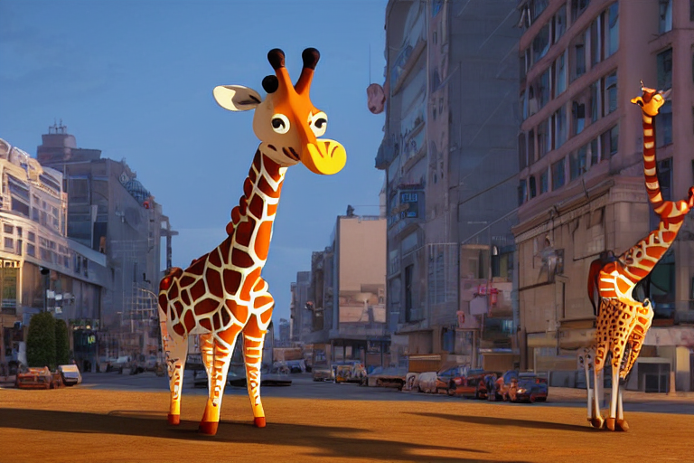 A Cute Cartoon Giraffe Toy Wearing A Ballet Skirt, In The Ce...