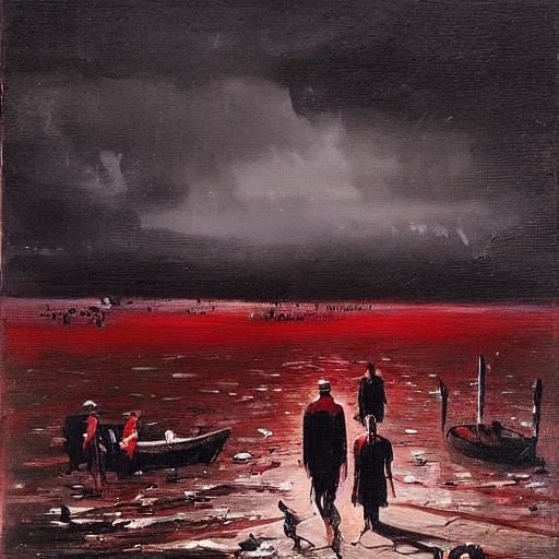 Many Human Corpses Floating In An Infinite Lake Of Blood. A...