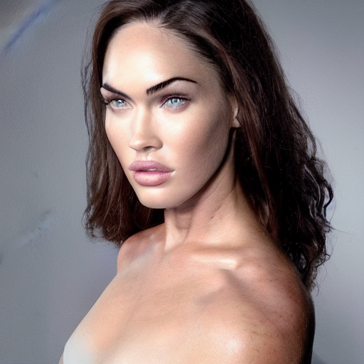Studio Portrait Photo Of Genetic Hybrid Face Of Megan Fox An...