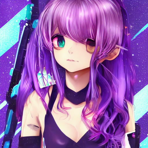 Girl  Purple Hair  Starry Eyes  Bright Colours  Idol  Drawn...