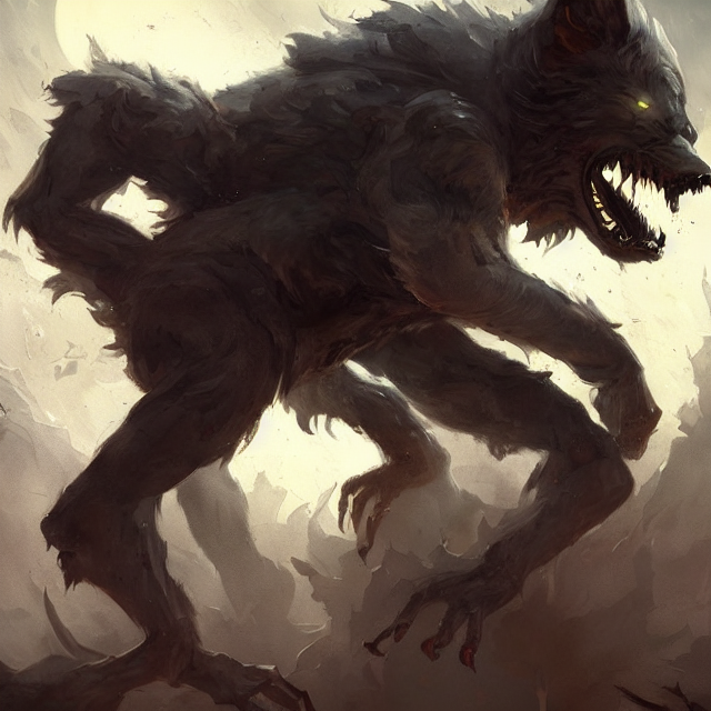 A Painting Of Lycanthropy By Greg Rutkowski, Dark Fantasy Ar... — Stable Diffusion AI Prompt: a painting of lycanthropy by greg rutkowski, dark fantasy art, high detail, tren...