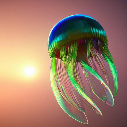 Iridescent Translucent Jellyfish Realistic Detailed Artstati...