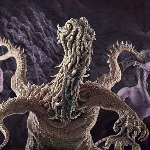 A Claymation Still Of A Mythological Hydra Monster With Many...