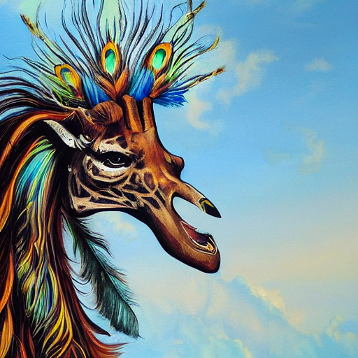 Cool Giraffe Lion Hybrid Mixed Creature Character Concept, W...
