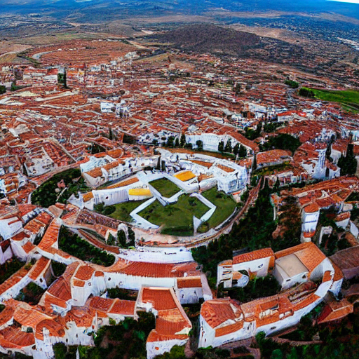 Aerial View Of Talavera De La Reina, Futuristic, Cyberpunk — Stable Diffusion AI Prompt: aerial view of talavera de la reina, futuristic, cyberpunk