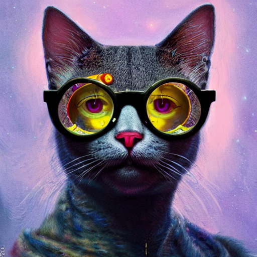 A Fractal  Cat Lady  With  Mechanical Glasses  By  Greg Rutk...