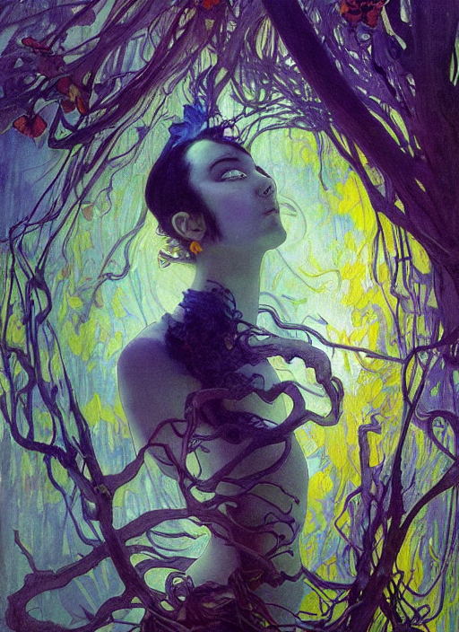 A Beautiful Terrifying Ghost Portrait Black Eyes Twisted Tre...