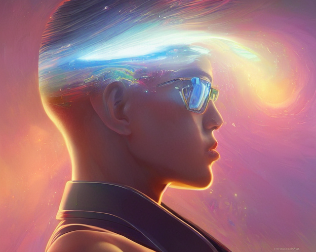 A Realistic Portrait Of A Futuristic Transfer Of Data Into M... — Stable Diffusion AI Prompt: a realistic portrait of a futuristic transfer of data into my brain with colorfu...