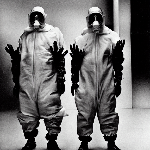 Two Scientists Wearing Red Rick Owens Fusion Core Hazmat Sui...