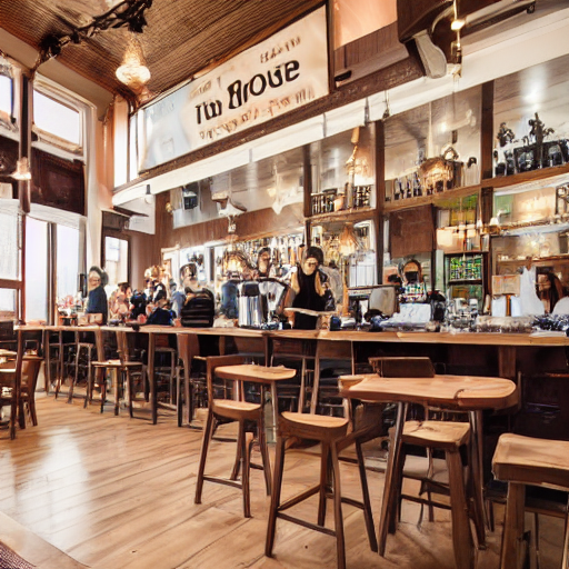 A Beautiful Coffee House Interior With Vibrant Crowd 4 K