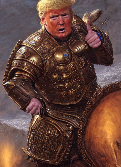 Portrait, Donald Trump Warrior, Heavy Bronze Breastplate, By...
