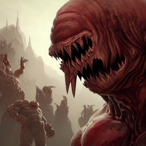Doom Eternal, Game Concept Art, Veins And Worms, Muscular, C...