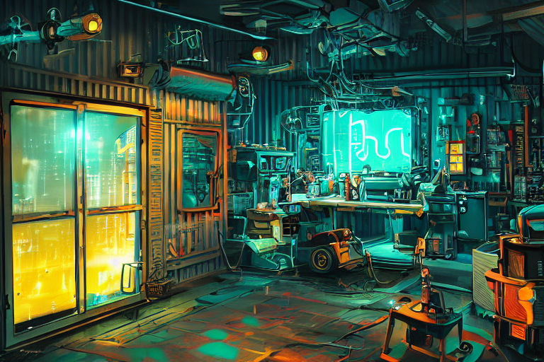 Photo Cartoon Illustration Painting Of Small Sci - Fi Machin...