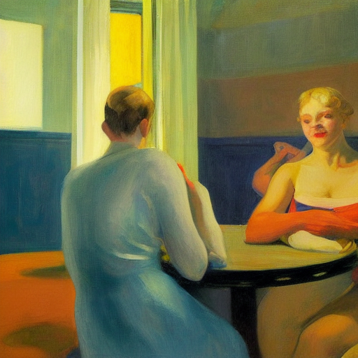A Painting By Edward Hopper Of A Group Of People All Excited...