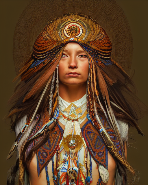 Portrait Of A Dancing Eagle Woman, Beautiful Blonde Haired L...