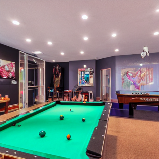 Photo Of A Surreal Pool Room — Stable Diffusion AI Prompt: photo of a surreal pool room