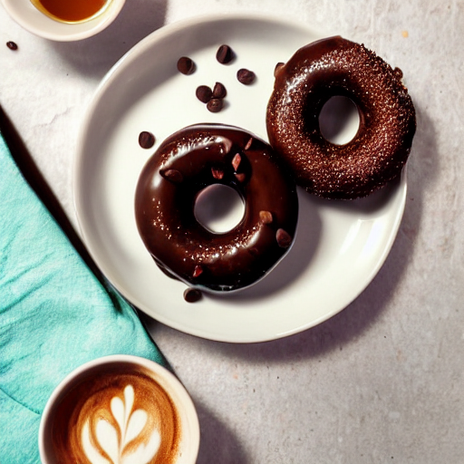 Beautiful Hazelnut Donut With Chocolate Glazing, On A Cute P...