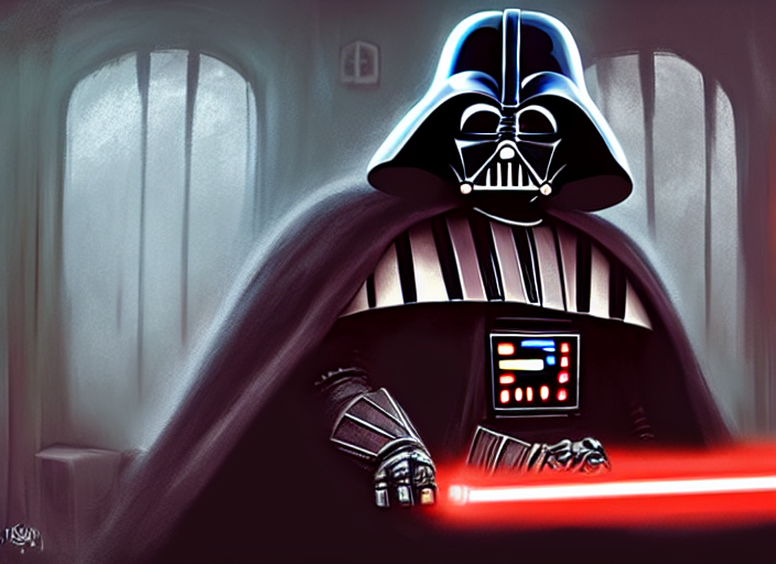 Grumpy Darth Vader Sitting In A Bar, Fantasy, Concept Art, A... — Stable Diffusion AI Prompt: grumpy darth vader sitting in a bar, fantasy, concept art, artstation, disney, p...
