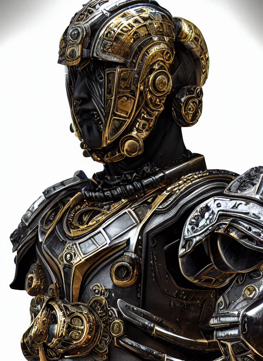 Hyper Realistic Glorious Ancient In A Obsidian Metal Armor,...
