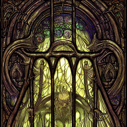 Photorealistic Rendering Of Eldritch Demon Stained Glass Win...