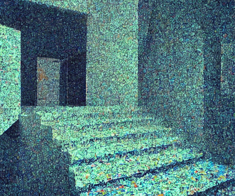 Low - Fi Color Analog Photography. A Liminal Space. A Stairc...
