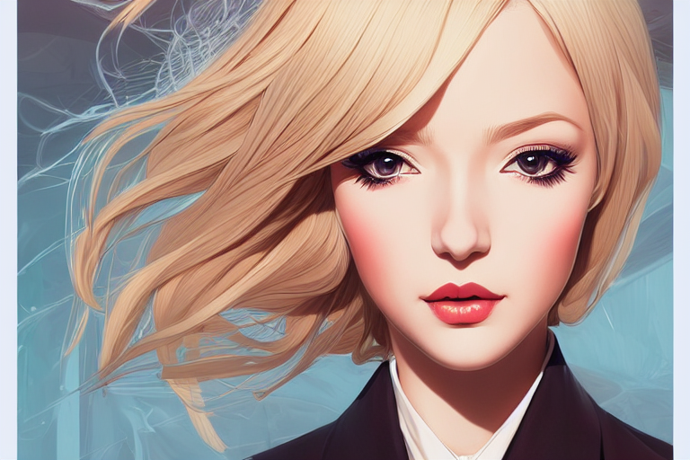 A Beautiful Fashion Blond Flight Attendant, Symmetrical, Max...