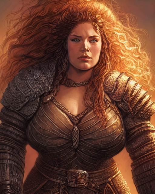 Heavilly Armored Dwarven Woman, Intricate Braided Hair, Big...