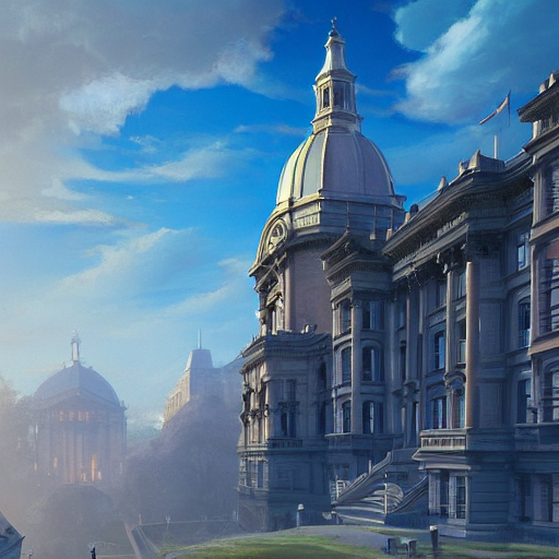 Victorian Parliamentary Building, Victorian, Architecture, B... — Stable Diffusion AI Prompt: victorian parliamentary building, victorian, architecture, blue sky, town, cinem...