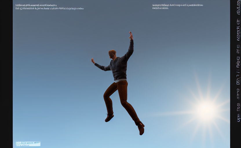 A Man Jumping Off A Cliff. Daylight. Sunlight. Light Fixture...