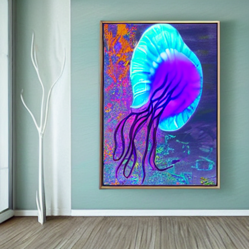 Colorful Luminous Blue Green Purple Jellyfish Translucent De...